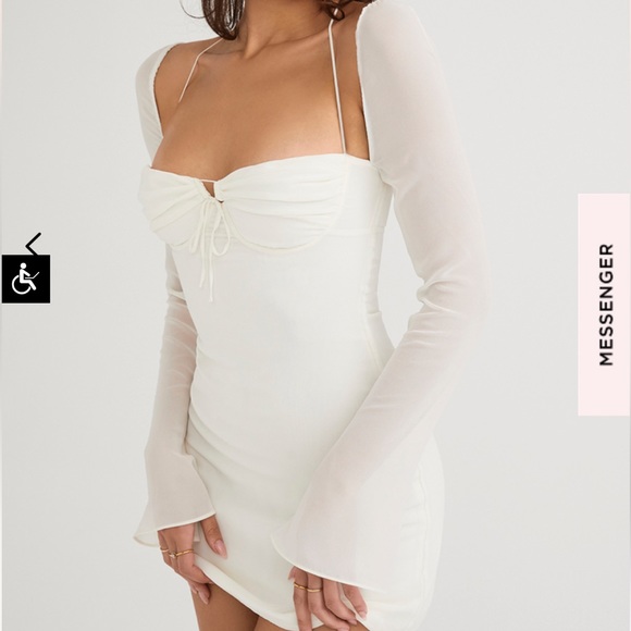 **SOLD** HOUSE OF CB Babydoll Ivory Chiffon Halter Mini Dress - Picture 4 of 8